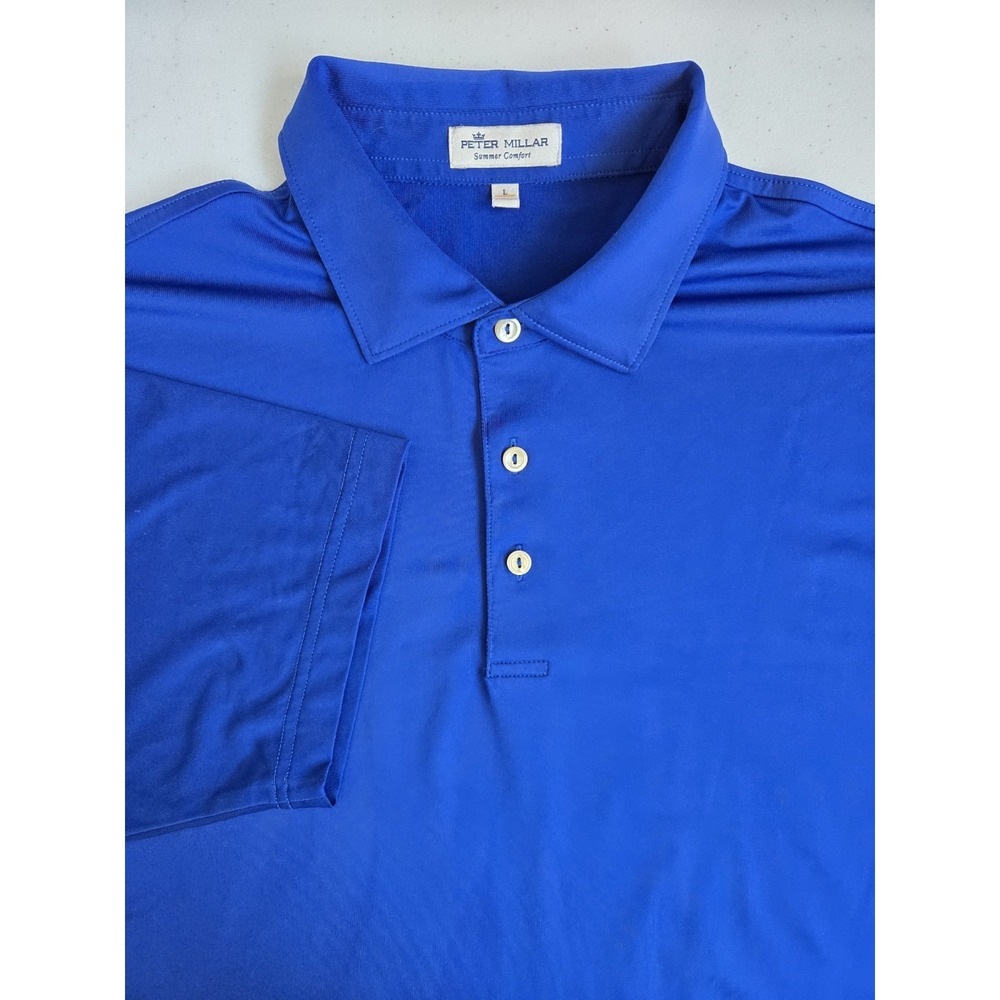 Peter Millar Men's L Summer Comfort Royal Blue FH Golf Club Short Sleeve Polo